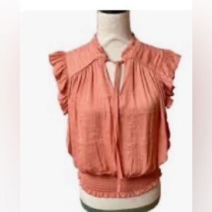 Maison D’Amelie peach blush romantic ruffle top Size XS